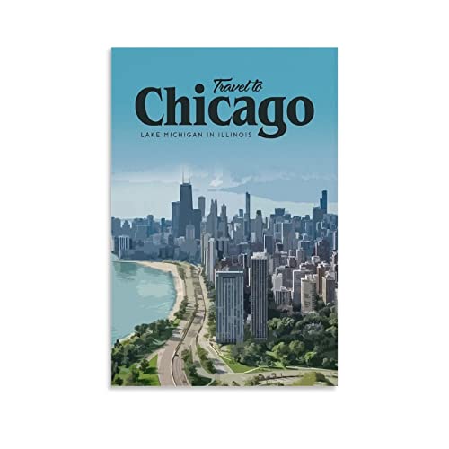 Metallschild Chicago Hochhaus Vintage Dekor Kunstschild Home Kitchen Bar Cafe Club Cave Wanddekor Retro Reise Blechschild 30x30CM von KTYWZ
