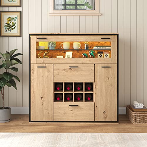 Sideboard, Eleganter Weinschrank mit Doppeltüren, Glasregal und Weinhalterung - Perfekte Aufbewahrung in einem stilvollen Sideboard. von KUAKE