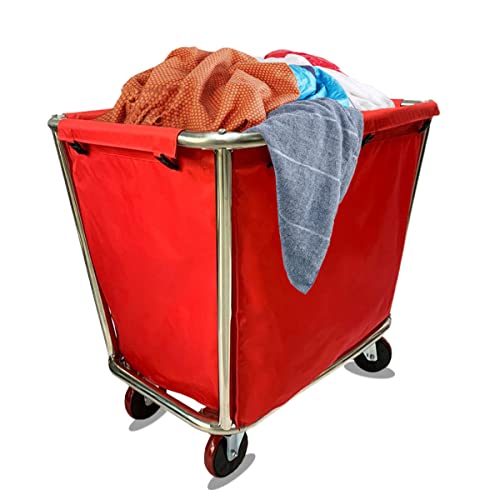 KUANGGE Wäschekörbe mit Rädern, robuster kommerzieller Wäschewagen mit Rädern für die Haushaltsführung im Haus und Hotel, Rot KUANGGE Wäschekörbe mit Rädern, robuster kommerzieller Wäschewagen mit Rädern für die Haushaltsführung im Haus und Hotel, Rot von KUANGGE