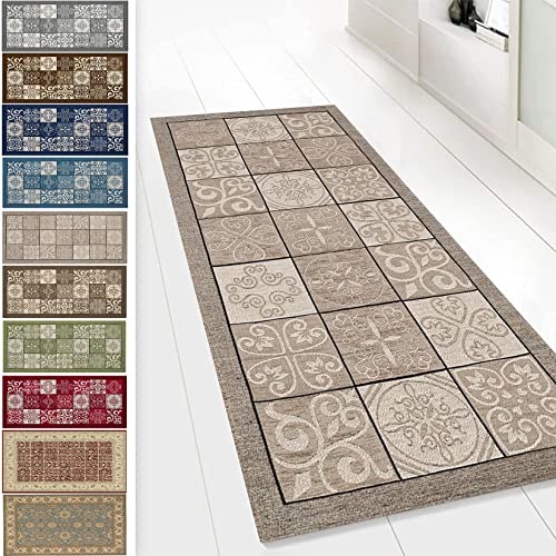 KUAW Läufer Flur Teppich 50x250cm Waschbar Wasserdicht Robust Schmutzfänger Anpassbar Moderner Wohnteppich für Wohnzimmer/Küche/Flur/Flur, H von KUAW