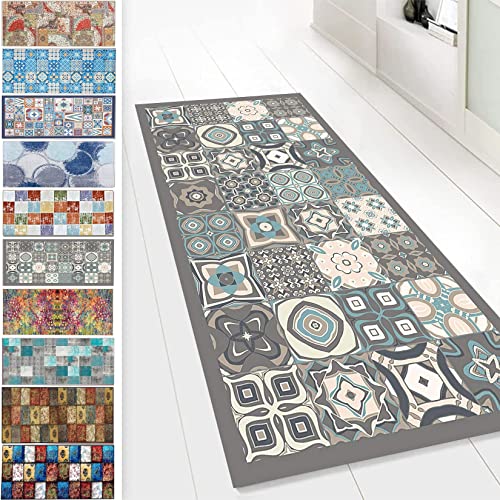 KUAW Läufer Teppich 80x140cm Waschbar Wasserdicht Robust Schmutzfänger Anpassbar Moderner Wohnteppich für Home Office Küchenmatten, D von KUAW