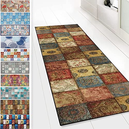 KUAW Läufer Teppich Lang Flur 40x210cm Waschbar Wasserdicht Robust Schmutzfänger Anpassbar Moderner Wohnteppich für Korridor, Schlafzimmer, Innen Wohnzimmer, I von KUAW