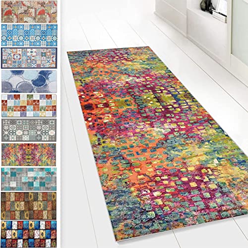 KUAW Teppichläufer 70x140cm Waschbar Wasserdicht Robust Schmutzfänger Anpassbar Tepiche Teppiche für Korridor, Schlafzimmer, Innen Wohnzimmer, F von KUAW