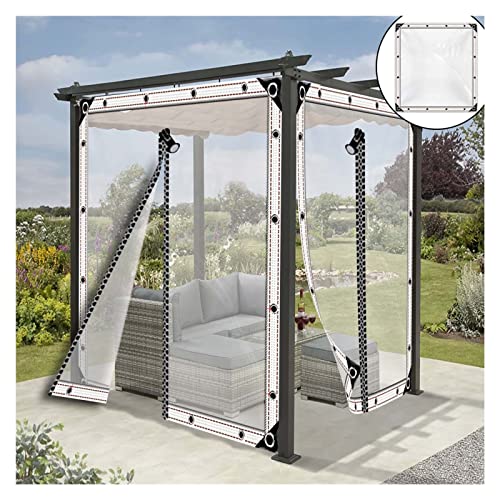 KUBAOS Reißfeste Plane Klare wasserdichte Plane PVC-Weichglas Hohe Transparenz mit Reißverschluss für Veranda/Pavillon/Terrasse Anpassbar (Color : A, Size : 2x2m/6.56x6.56ft) von KUBAOS