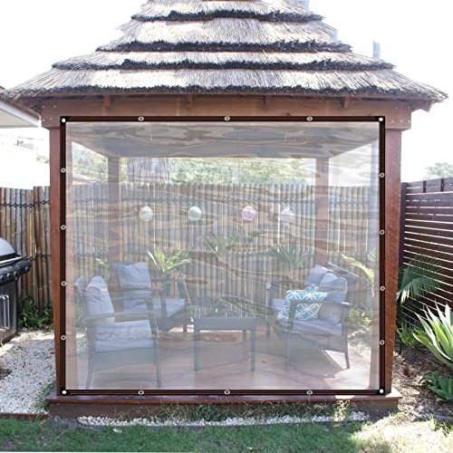 Outdoor Vorhänge mit Ösen Wasserdicht Transparent Plane Pergola Seitenteil Faltbar Kunststoffplane für Pavillon, Terrassen, Veranda (Color : Clear, Size : 3mx3m) von KUBAOS