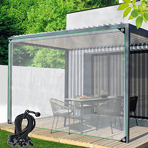 Pavillon Seitenwände Transparent Plane Wasserdicht Außenvorhang mit Ösen für Garten Pavillon Terrasse Veranda Balkon (Color : Clear, Size : 2.2X2m/7.2x6.5ft) von KUBAOS