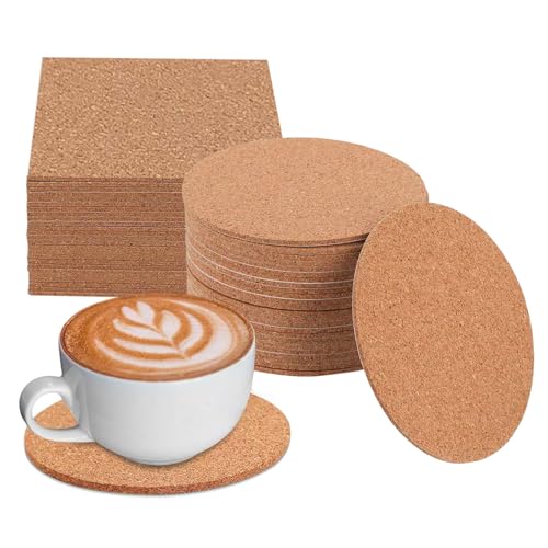 KUBDPQOR Premium Korkuntersetzer Set – Runde und Quadratische Untersetzter für Gläser, Ideal für Küche und Wohnzimmer von KUBDPQOR