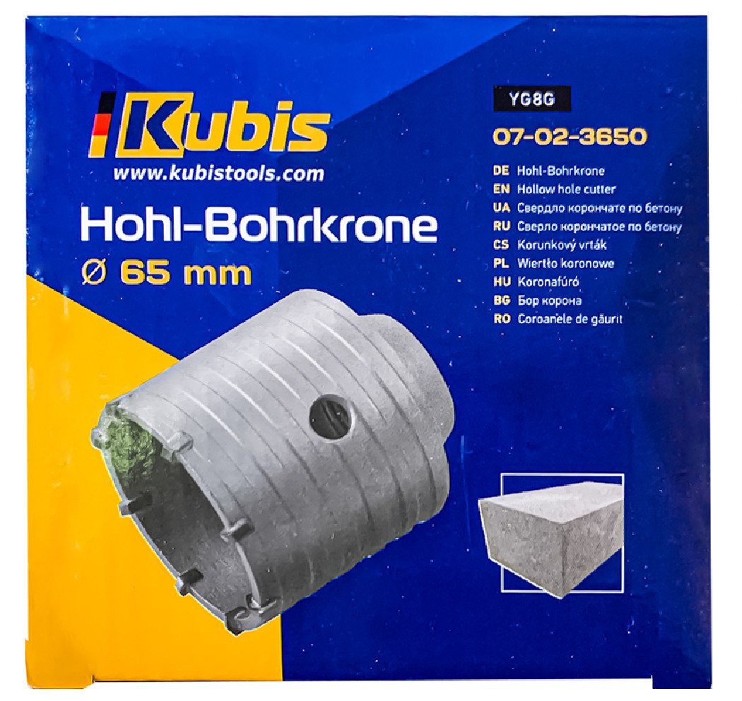 KUBIS Bohrkrone Hohl-Bohrkrone 65 mm in Beton, YG8C von KUBIS
