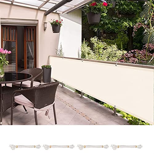 Balkon-Sichtschutzabdeckung, wasserdichter dekorativer Zaun aus 450D-Polyester, 280 rechteckige, robuste Sonnenschutzüberdachung für Gartenterrasse, Sonnensegel mit kostenlosen Seilen von KUBUIO