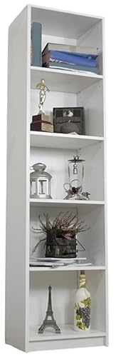 KUBUTKU Bücherregal Aktenregal Standregal Universeller Offenes Regal für Büro und Zuhause mit 5 Fächer Höhe 182 cm, Tiefe 30 cm (Weiß, Breite 40 cm) von KUBUTKU