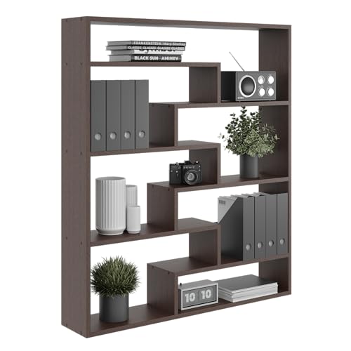 KUBUTKU Bücherregal Groß Wandregal mit 7 Fächern 119x103x18 Hängeregal Mordern Deko Schweberegal (Wenge) von KUBUTKU