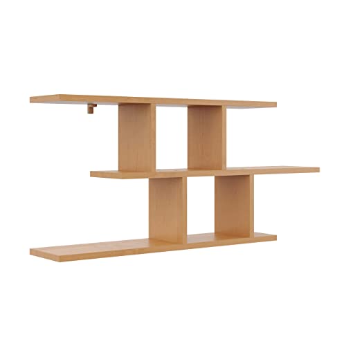 KUBUTKU Dekorativ Wandregal mit 2 Böden 100x45x18 Design Skandinavischer Modern für Wohnzimmer Küche Büro Schlafzimmer Badezimmer Hängeregal Bücherregal (Erle) von KUBUTKU