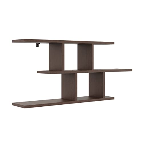 KUBUTKU Dekorativ Wandregal mit 2 Böden 100x45x18 Design Skandinavischer Modern für Wohnzimmer Küche Büro Schlafzimmer Badezimmer Hängeregal Bücherregal (Wenge) von KUBUTKU