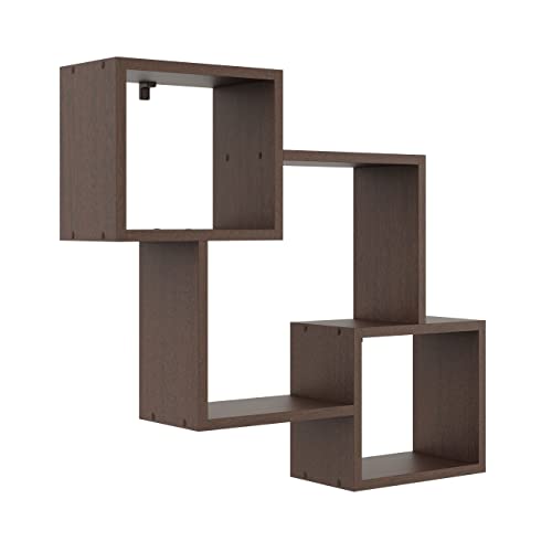 KUBUTKU Dekorativ Wandregal mit 3 Böden 78x71x18 Design Skandinavischer Modern für Wohnzimmer Küche Büro Schlafzimmer Badezimmer Hängeregal zur Präsentation Bücherregal (Wenge) von KUBUTKU