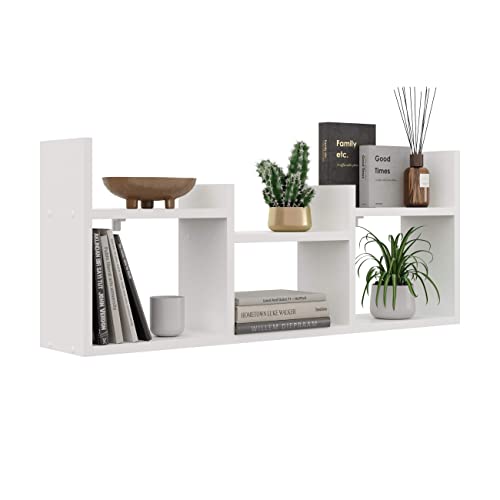 KUBUTKU Dekorativ Wandregal mit 6 Böden 97x40x18 Design Skandinavischer Modern für Wohnzimmer Küche Büro Schlafzimmer Badezimmer Hängeregal Bücherregal (Weiß) von KUBUTKU