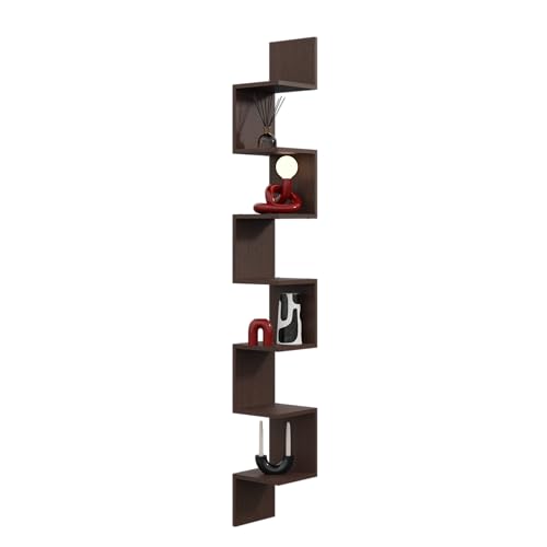 KUBUTKU Eckregal Hängend Wandregal solide praktische und dekorative Hängeregal für viele Räume (Wenge, 202,6x25x25 cm) von KUBUTKU