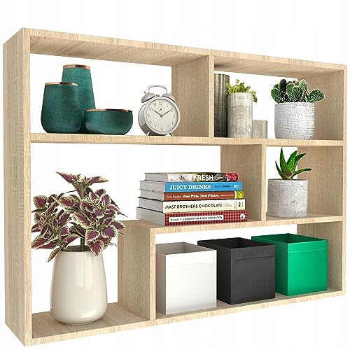 KUBUTKU Hängeregal Bücherregal 72x100x21 cm Schweberegal Mordern Design Deko Regal für Wohnzimmer Schlafzimmer Büro und Küche (Sonoma Eiche) von KUBUTKU