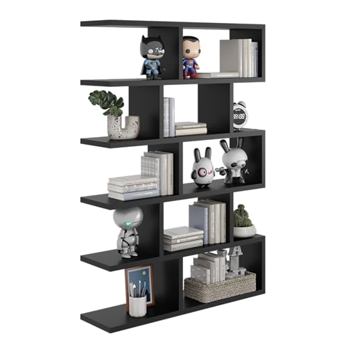 KUBUTKU Wandregal 100x70x18 Bücherregal Mordern Design Hängeregal für Wohnzimmer Schlafzimmer Büro und Küche (Schwarz) von KUBUTKU