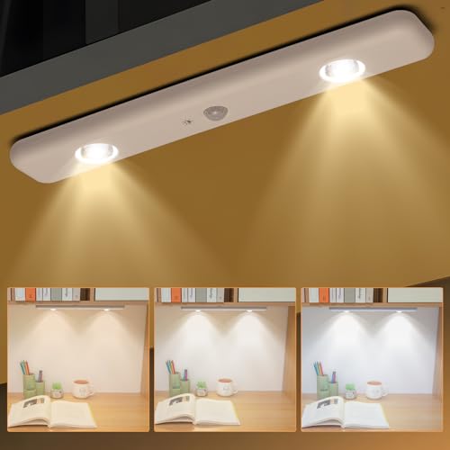 KUCAM Unterbauleuchte Schrankbeleuchtung mit Bewegungsmelder, 3 Farbtemperaturen, LED Spots Dimmbar, USB Aufladbar Nachtlicht für Küche, Kleiderschrank, Treppe, Vitrine (Weiß(2700K~5000K), 1 Stück) von KUCAM