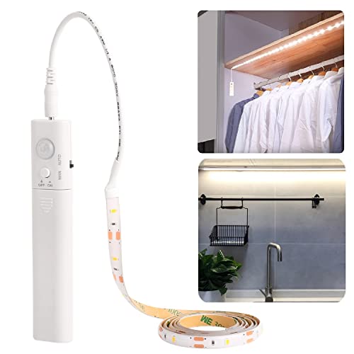 LED Schrankbeleuchtung mit Bewegungsmelder, KUCAM 45LED 150cm LED Licht Streifen Batteriebetriebene Nachtlicht für Kinder, Schrank, Garderobe, Küche, Bettbeleuchtung von KUCAM