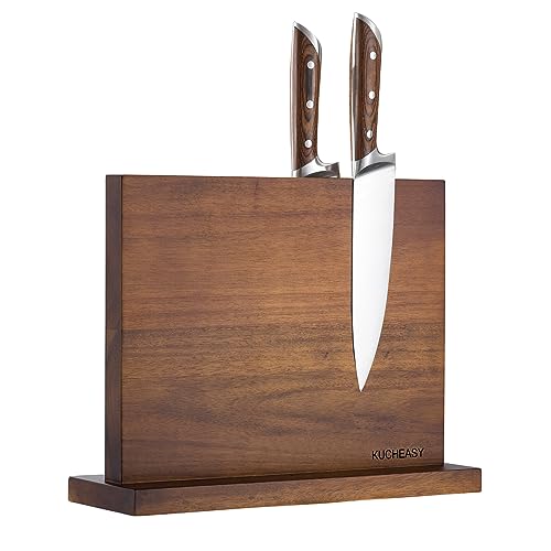 KUCHEASY Magnetischer Messerblock Holz - Messerhalter für Küchentheke - Multifunktionale Aufbewahrung ohne Messer von KUCHEASY
