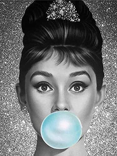 Kucyaty Diamantmalerei Für Erwachsene 5D Diamant Painting Set,Diy Mosaikherstellung Basteln Handarbeiten Kristall Malerei,30×40Cm,Audrey Hepburn Eltern-Kind Spielzeug von KUCYATY