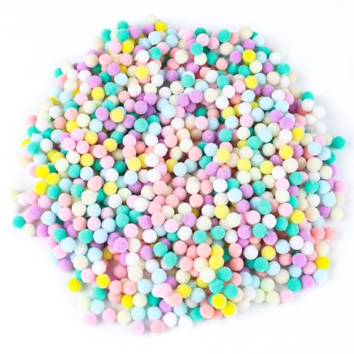 Mini Pompons Bunt, 2000 Stück Pompons zum Basteln 10mm, Pompons Bälle für Dekorieren Verzieren Nähen Handwerk Herstellung DIY Handwerk Farbenfrohe Bastelarbeiten Kindergarten Basteln Kinder Erwachsene von KUDLE