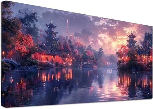 Diamond Painting Groß Architektur, 5D Diamond Painting Erwachsene Rivers, DIY Basteln Erwachsene, Diamant Malerei Kunst Stickerei Kreuzstich Set, Deko Wohnzimmer und Zimmer Deko 40x80cm S-7865 von KUEAJIOU