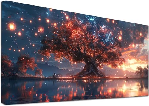 Diamond Painting Groß Baum Des Lebens, 5D Diamond Painting Erwachsene Landschaft, DIY Basteln Erwachsene, Diamant Malerei Kunst Stickerei Kreuzstich Set, Deko Wohnzimmer Geschenke 100x200cm Y-7023 von KUEAJIOU