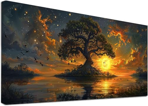 Diamond Painting Groß Baum Des Lebens, 5D Diamond Painting Erwachsene Sonnenuntergang, DIY Basteln Erwachsene, Diamant Malerei Kunst Stickerei Kreuzstich Set, Deko Wohnzimmer Geschenke 45x90cm J-8997 von KUEAJIOU