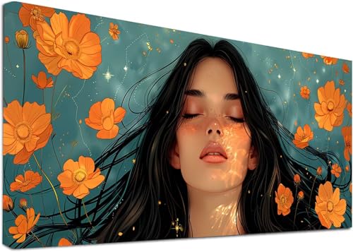 Diamond Painting Groß Frau, 5D Diamond Painting Erwachsene Blume, DIY Basteln Erwachsene, Diamant Malerei Kunst Stickerei Kreuzstich Set, Deko Wohnzimmer und Zimmer Deko Geschenke 100x200cm H-5647 von KUEAJIOU