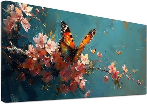 Diamond Painting Groß Schmetterling, 5D Diamond Painting Erwachsene Blume, DIY Basteln Erwachsene, Diamant Malerei Kunst Stickerei Kreuzstich Set, Deko Wohnzimmer und Zimmer Deko 40x80cm 8-9681 von KUEAJIOU