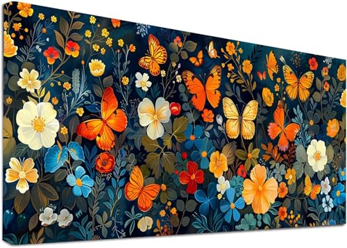 Diamond Painting Groß Schmetterling, 5D Diamond Painting Erwachsene Blume, DIY Basteln Erwachsene, Diamant Malerei Kunst Stickerei Kreuzstich Set, Deko Wohnzimmer und Zimmer Deko 50x100cm N-7841 von KUEAJIOU