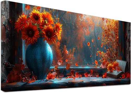 Diamond Painting Groß Sonnenblume, 5D Diamond Painting Erwachsene Pflanzen, DIY Basteln Erwachsene, Diamant Malerei Kunst Stickerei Kreuzstich Set, Deko Wohnzimmer und Zimmer Deko 70x140cm T-7709 von KUEAJIOU