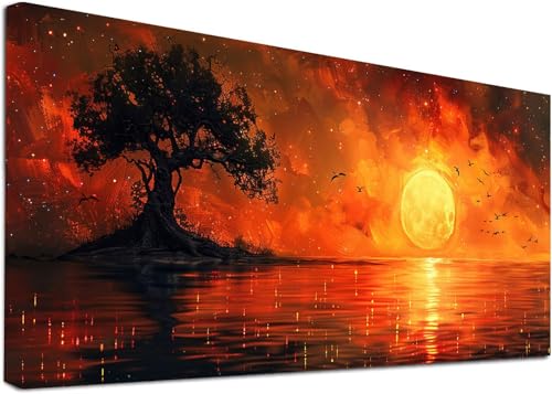 Diamond Painting Groß Sonnenuntergang, 5D Diamond Painting Erwachsene Baum, DIY Basteln Erwachsene, Diamant Malerei Kunst Stickerei Kreuzstich Set, Deko Wohnzimmer und Zimmer Deko 45x90cm 3-5182 von KUEAJIOU