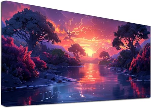 Diamond Painting Groß Sonnenuntergang, 5D Diamond Painting Erwachsene Rivers, DIY Basteln Erwachsene, Diamant Malerei Kunst Stickerei Kreuzstich Set, Deko Wohnzimmer und Zimmer Deko 40x80cm E-9132 von KUEAJIOU