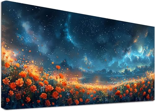 Diamond Painting Groß Sternenhimmel, 5D Diamond Painting Erwachsene Blume, DIY Basteln Erwachsene, Diamant Malerei Kunst Stickerei Kreuzstich Set, Deko Wohnzimmer und Zimmer Deko 100x300cm A-5075 von KUEAJIOU