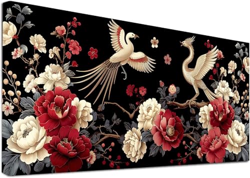 Diamond Painting Groß Vogel, 5D Diamond Painting Erwachsene Blume, DIY Basteln Erwachsene, Diamant Malerei Kunst Stickerei Kreuzstich Set, Deko Wohnzimmer und Zimmer Deko Geschenke 100x200cm J-6397 von KUEAJIOU