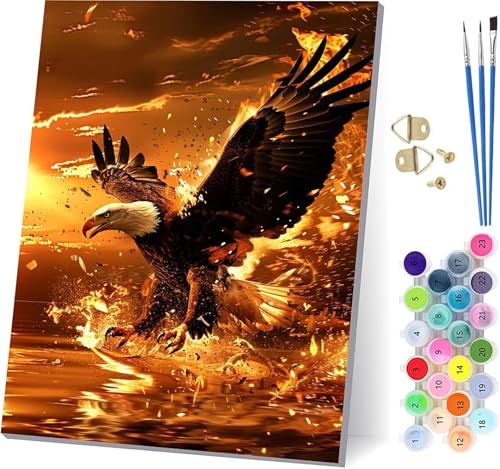 Malen Nach Zahlen Erwachsene Adler Malen Nach Zahlen, DIY Set Erwachsene Flamme, Paint by Numbers Kits mit 3 Pinseln und Pigment, für Deko Wohnzimmer und Wanddeko, Geschenke für Frauen 40x50cm 0-9408 Malen Nach Zahlen Erwachsene Adler Malen Nach Zahlen, DIY Set Erwachsene Flamme, Paint by Numbers Kits mit 3 Pinseln und Pigment, für Deko Wohnzimmer und Wanddeko, Geschenke für Frauen 40x50cm 0-9408 von KUEAJIOU