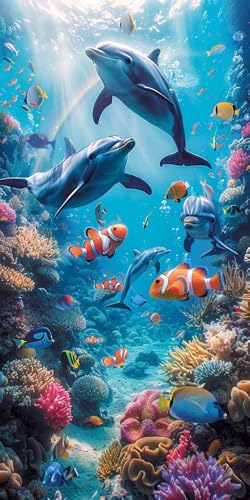 Malen Nach Zahlen Erwachsene Delphin, Malen Nach Zahlen Fisch, Paint by Numbers mit Pinseln und Acrylfarben, DIY Handgemalt Ölgemälde Kit für Deko Wohnzimmer und Wohnzimmer Deko 40x80cm 1-6432 Malen Nach Zahlen Erwachsene Delphin, Malen Nach Zahlen Fisch, Paint by Numbers mit Pinseln und Acrylfarben, DIY Handgemalt Ölgemälde Kit für Deko Wohnzimmer und Wohnzimmer Deko 40x80cm 1-6432 von KUEAJIOU