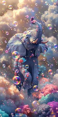 Malen Nach Zahlen Erwachsene Elefant, Malen Nach Zahlen Tier, Paint by Numbers mit Pinseln und Acrylfarben, DIY Handgemalt Ölgemälde Kit für Deko Wohnzimmer und Wohnzimmer Deko 80x160cm 0-5126 von KUEAJIOU