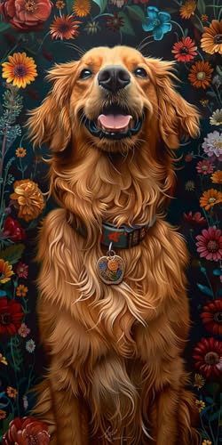 Malen Nach Zahlen Erwachsene Hund, Malen Nach Zahlen Blume, Paint by Numbers mit Pinseln und Acrylfarben, DIY Handgemalt Ölgemälde Kit für Deko Wohnzimmer und Wohnzimmer Deko Geschenke 40x85cm K-6068 von KUEAJIOU