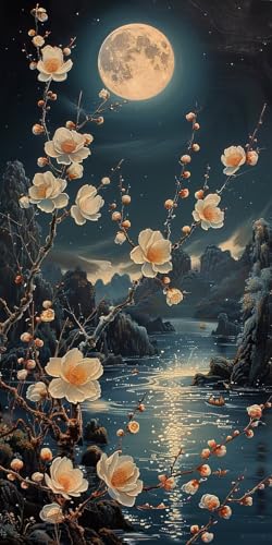Malen Nach Zahlen Erwachsene Mond, Malen Nach Zahlen Blume, Paint by Numbers mit Pinseln und Acrylfarben, DIY Handgemalt Ölgemälde Kit für Deko Wohnzimmer und Wohnzimmer Deko Geschenke 50x100cm 4-1482 Malen Nach Zahlen Erwachsene Mond, Malen Nach Zahlen Blume, Paint by Numbers mit Pinseln und Acrylfarben, DIY Handgemalt Ölgemälde Kit für Deko Wohnzimmer und Wohnzimmer Deko Geschenke 50x100cm 4-1482 von KUEAJIOU