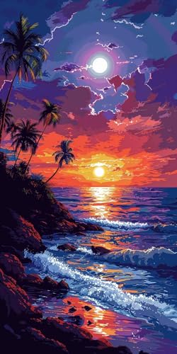 Malen Nach Zahlen Erwachsene Sonnenuntergang, Malen Nach Zahlen Landschaft, Paint by Numbers mit Pinseln, DIY Handgemalt Ölgemälde Kit für Deko Wohnzimmer Geschenke und Wohnzimmer Deko 40x80cm R-7595 Malen Nach Zahlen Erwachsene Sonnenuntergang, Malen Nach Zahlen Landschaft, Paint by Numbers mit Pinseln, DIY Handgemalt Ölgemälde Kit für Deko Wohnzimmer Geschenke und Wohnzimmer Deko 40x80cm R-7595 von KUEAJIOU