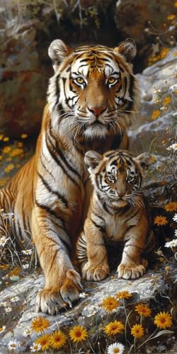Malen Nach Zahlen Erwachsene Tiger, Malen Nach Zahlen Blume, Paint by Numbers mit Pinseln und Acrylfarben, DIY Handgemalt Ölgemälde Kit für Deko Wohnzimmer und Wohnzimmer Deko Geschenke 40x70cm B-8535 Malen Nach Zahlen Erwachsene Tiger, Malen Nach Zahlen Blume, Paint by Numbers mit Pinseln und Acrylfarben, DIY Handgemalt Ölgemälde Kit für Deko Wohnzimmer und Wohnzimmer Deko Geschenke 40x70cm B-8535 von KUEAJIOU