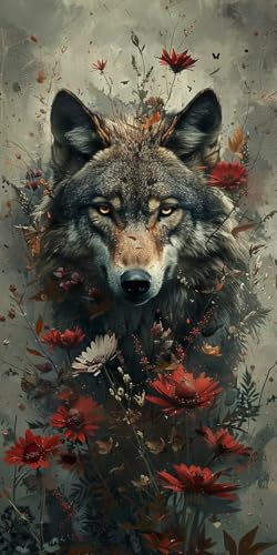 Malen Nach Zahlen Erwachsene Wolf, Malen Nach Zahlen Blume, Paint by Numbers mit Pinseln und Acrylfarben, DIY Handgemalt Ölgemälde Kit für Deko Wohnzimmer und Wohnzimmer Deko Geschenke 40x70cm 0-5012 Malen Nach Zahlen Erwachsene Wolf, Malen Nach Zahlen Blume, Paint by Numbers mit Pinseln und Acrylfarben, DIY Handgemalt Ölgemälde Kit für Deko Wohnzimmer und Wohnzimmer Deko Geschenke 40x70cm 0-5012 von KUEAJIOU