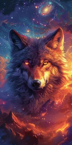 Malen Nach Zahlen Erwachsene Wolf, Malen Nach Zahlen Sonnenuntergang, Paint by Numbers mit Pinseln und Acrylfarben, DIY Handgemalt Ölgemälde Kit für Deko Wohnzimmer und Wohnzimmer Deko 60x120cm A-1047 von KUEAJIOU