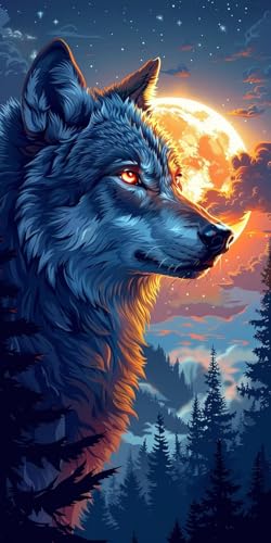 Malen Nach Zahlen Erwachsene Wolf, Malen Nach Zahlen Tier, Paint by Numbers mit Pinseln und Acrylfarben, DIY Handgemalt Ölgemälde Kit für Deko Wohnzimmer und Wohnzimmer Deko Geschenke 45x90cm 5-1191 Malen Nach Zahlen Erwachsene Wolf, Malen Nach Zahlen Tier, Paint by Numbers mit Pinseln und Acrylfarben, DIY Handgemalt Ölgemälde Kit für Deko Wohnzimmer und Wohnzimmer Deko Geschenke 45x90cm 5-1191 von KUEAJIOU