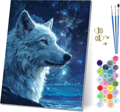 Malen Nach Zahlen Erwachsene Wolf Malen Nach Zahlen, DIY Set Erwachsene Sternenhimmel, Paint by Numbers Kits mit 3 Pinseln und Pigment, für Deko Wohnzimmer und Wanddeko Geschenke 70x95cm C-8596 Malen Nach Zahlen Erwachsene Wolf Malen Nach Zahlen, DIY Set Erwachsene Sternenhimmel, Paint by Numbers Kits mit 3 Pinseln und Pigment, für Deko Wohnzimmer und Wanddeko Geschenke 70x95cm C-8596 von KUEAJIOU