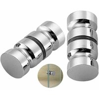 2er-Pack Duschtürgriffe, Badewannen-Duschtürgriff, 30 mm, poliertes Chrom, Ersatztürgriffe, langlebiger runder Glastürgriff aus Edelstahl, INHHUB von KUEATILY